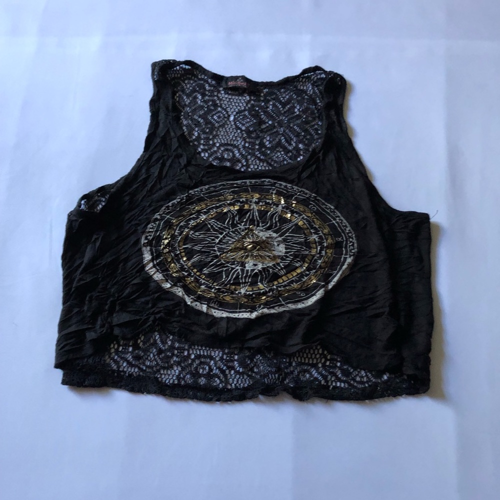 Women Royal T Size M Black And Gold Color Sleeveless Top - 0707